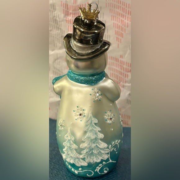 Hallmark Heritage 2016 Winter's Snowman Blown Glass XMAS Ornament w/ Tag RARE - Picture 5 of 8